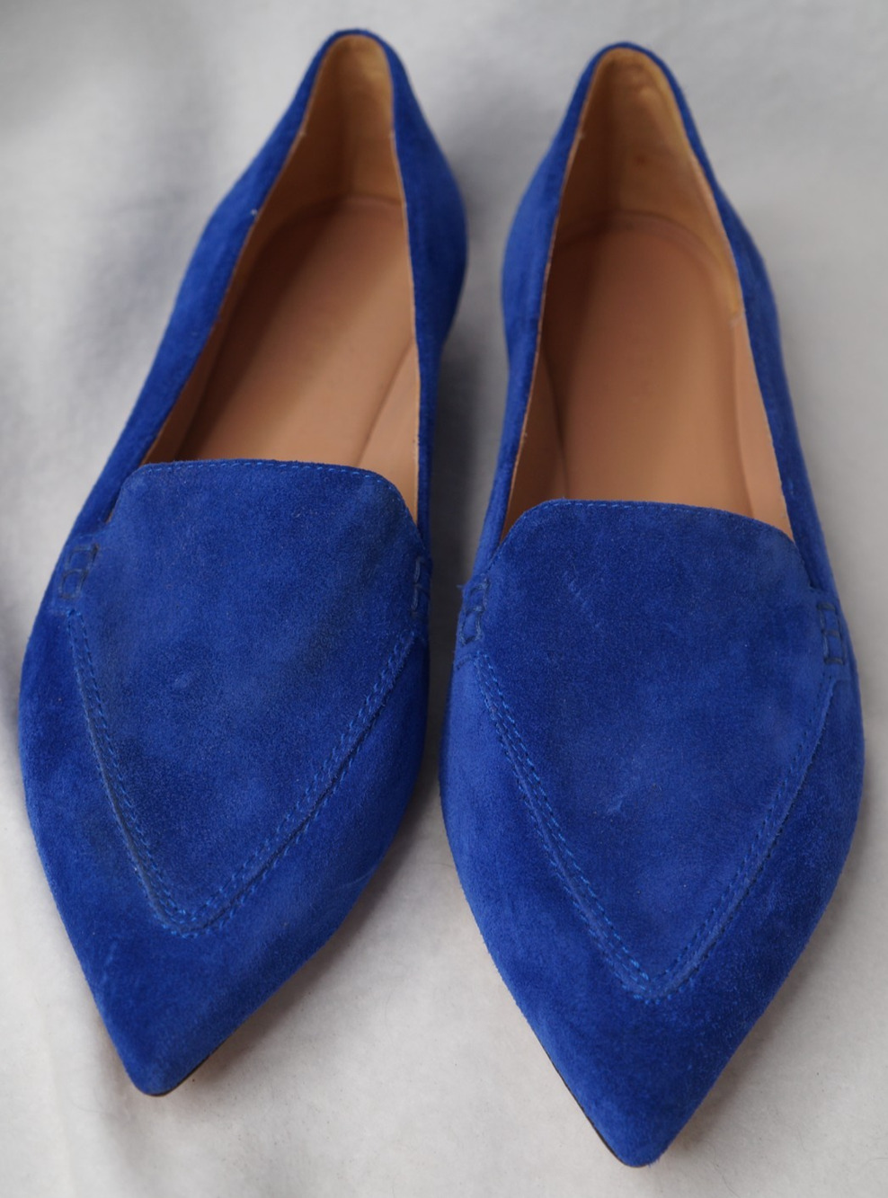 M.Gemi The Gia Blue Suede Pointed Toe Hidden Wedge Flat Loafers Size 40.5